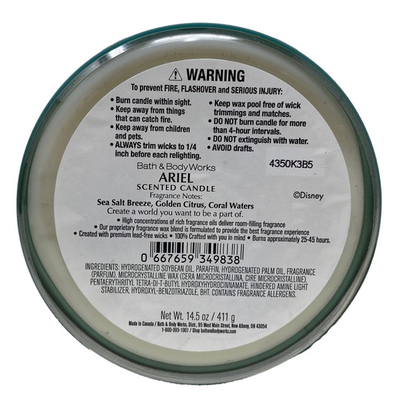 Disney Princess Ariel Limited Edition 3 Wick Candle - Picture 2 of 2